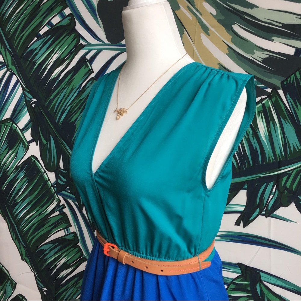 🌷SPRING SALE!🌷 Cute Sleeveless Teal Blue Dress - Picture 2 of 8